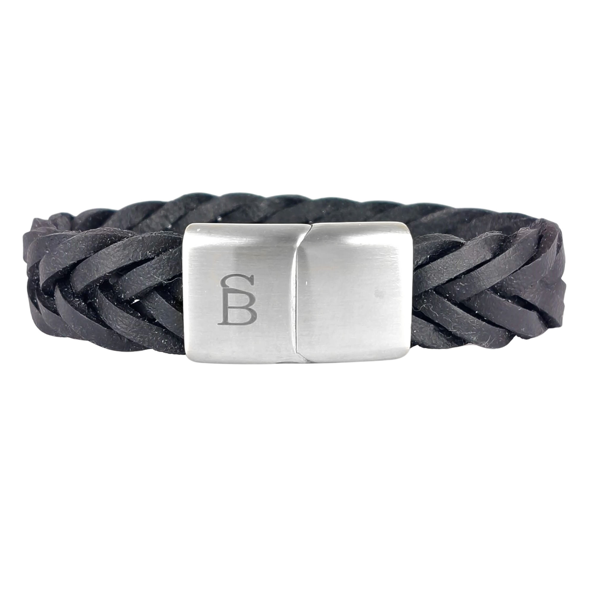 Steel&Barnett - Preston Leren Armband Zwart - L - Heren