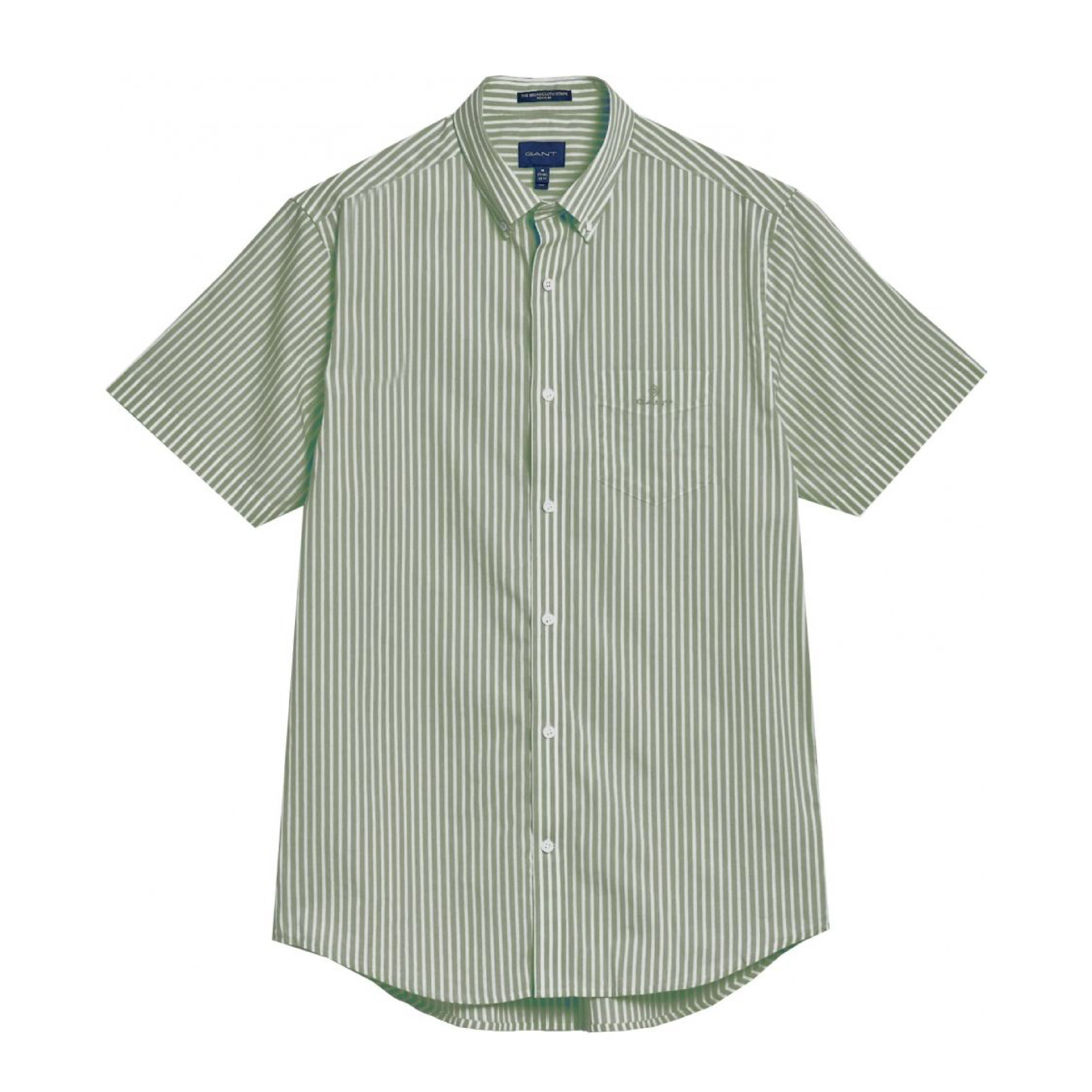 Gant - Gestreept Poplin Overhemd Groen - XXL - Heren
