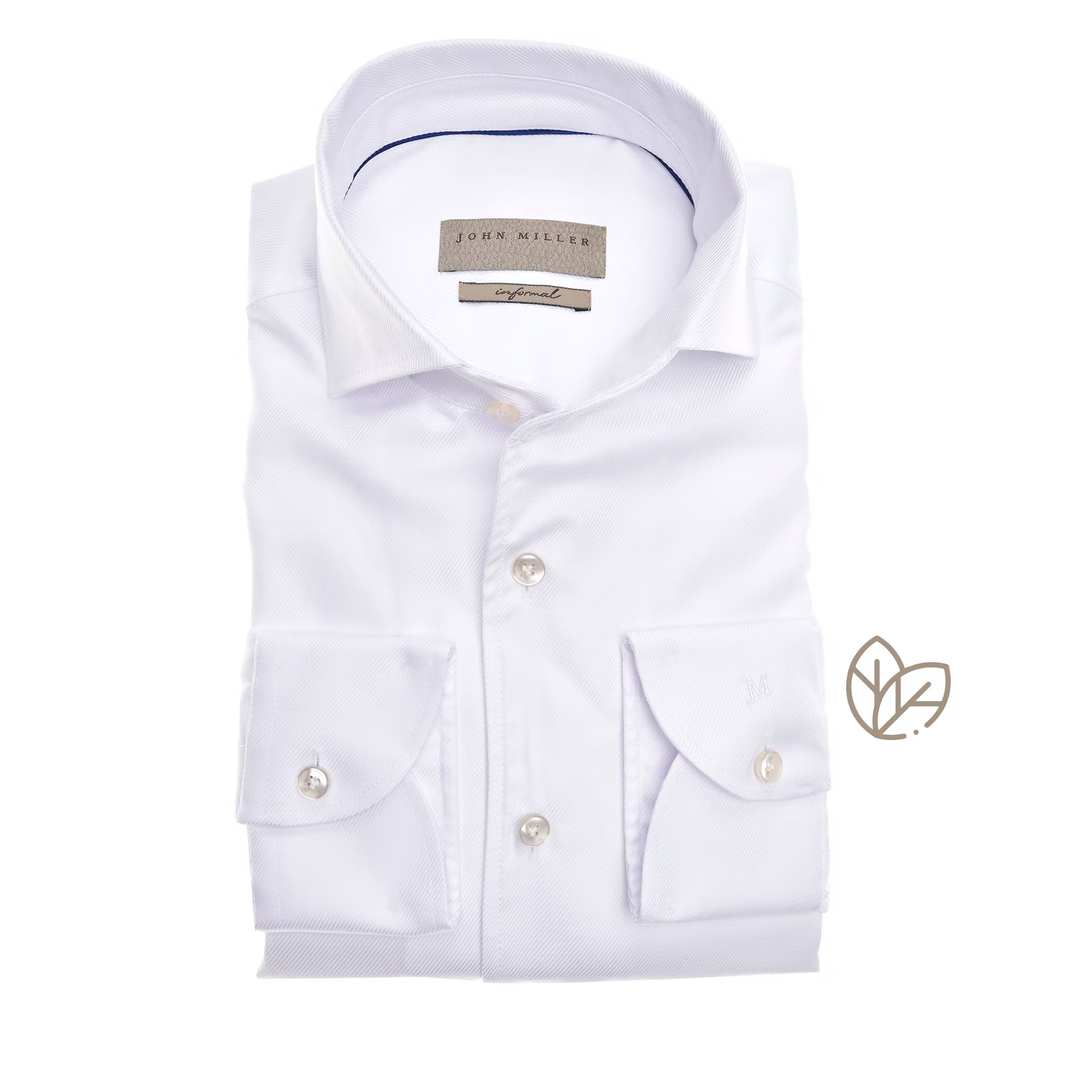 John Miller - Biologisch Katoen Tailored Fit Overhemd Wit - 43 - Heren